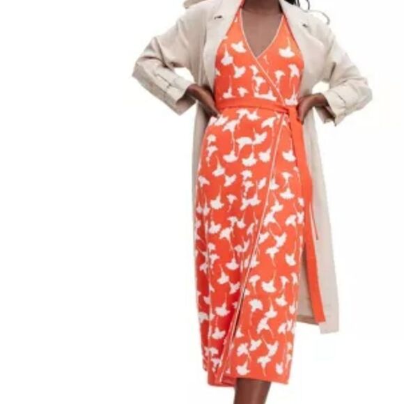 🆕Collared Sleeveless Ginkgo Sweaterknit Midi Wrap Dress - Picture 4 of 6